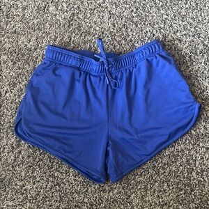 Women's Blue Athletic Mesh Shorts with Drawstring